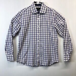 Bristol & Bull Men's‎ Button Front Shirt Size Medium Check Flip Cuff Contrasting